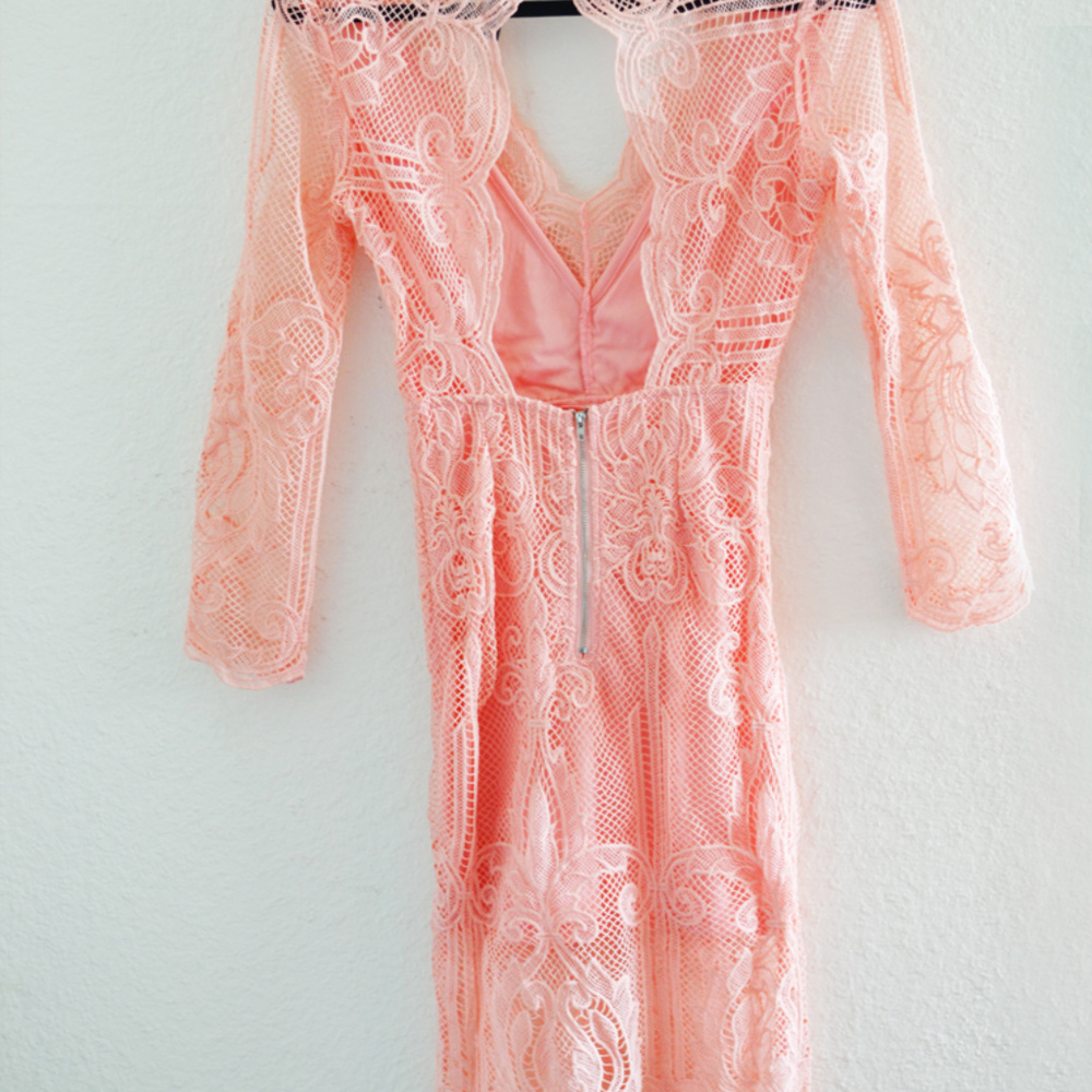 Pink Ornate Lace Dress Size Small - Picture 6 of 8